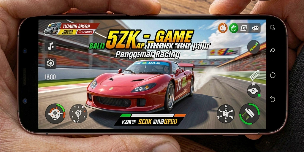 Gameplay seru 5ZK dengan mobil balap melaju kencang.