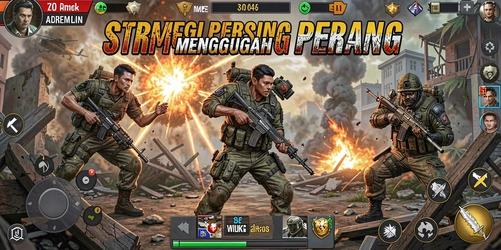 Tampilan gameplay mendalam yang menyajikan pertempuran epik.