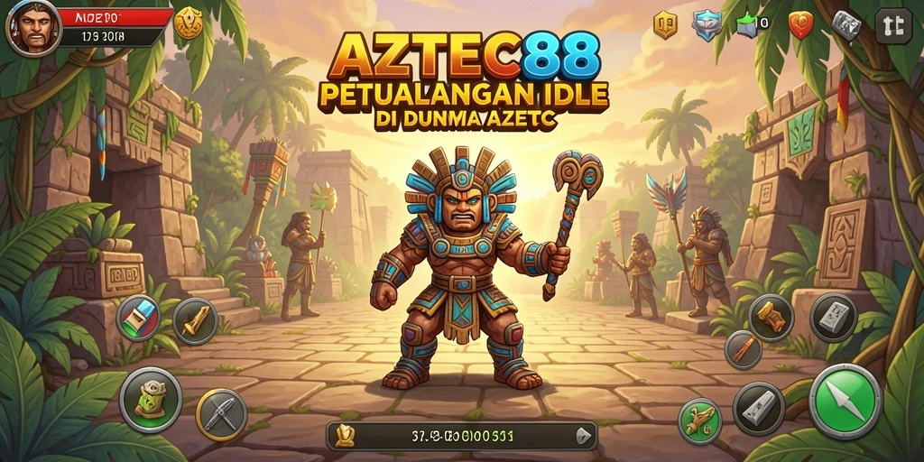 Screenshot gameplay <strong>AZTEC88</strong> menampilkan karakter menjelajahi dunia Aztec.