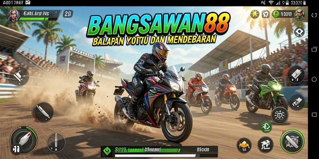 Gameplay mendebarkan di BANGSAWAN88 dengan balapan motor yang seru.