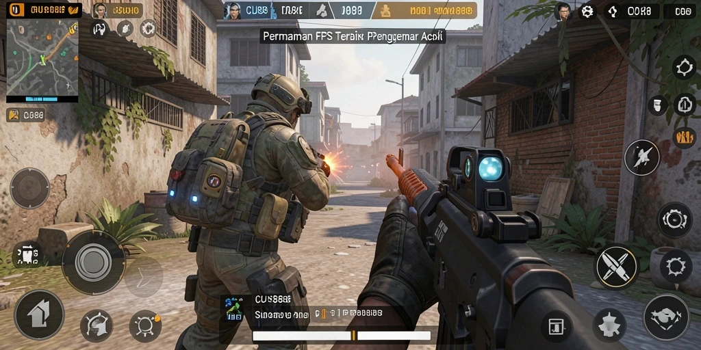 Tampilan gameplay mendebarkan dari CU888 dalam aksi FPS.