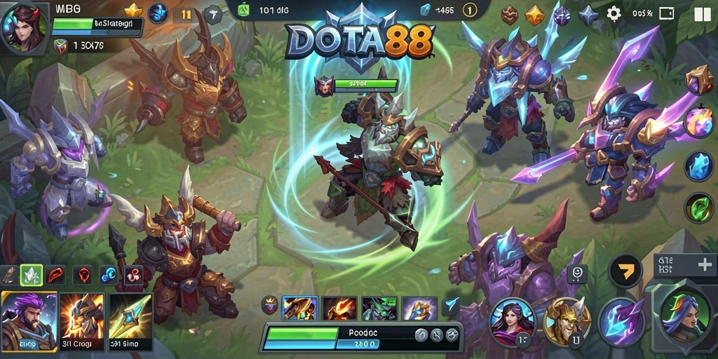 Screenshot gameplay DOTA88 yang menunjukkan aksi strategi seru.