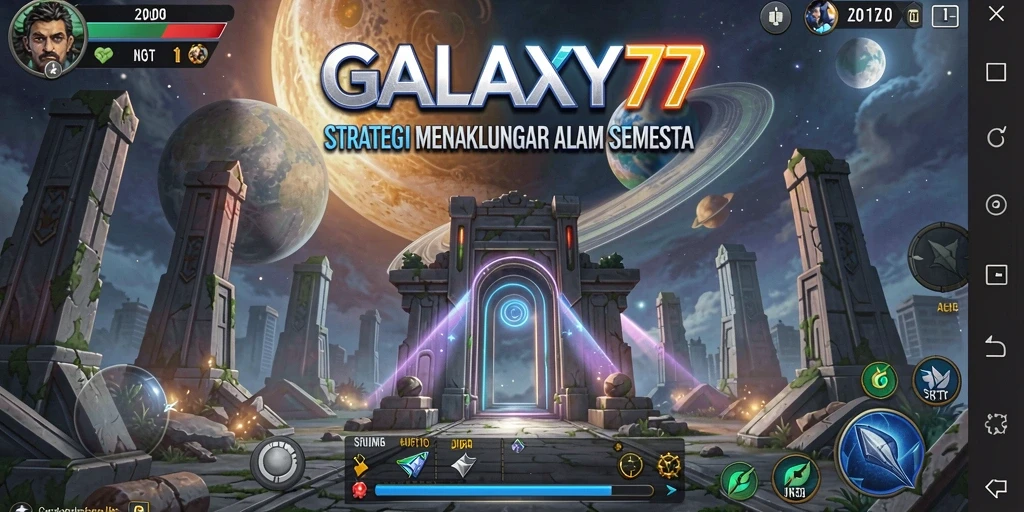 Tangkapan layar gameplay GALAXY77 menampilkan aksi strategi yang menegangkan.