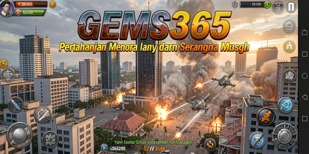 Tampilan gameplay GEMS365 yang mendebarkan dan penuh strategi Tower Defense.