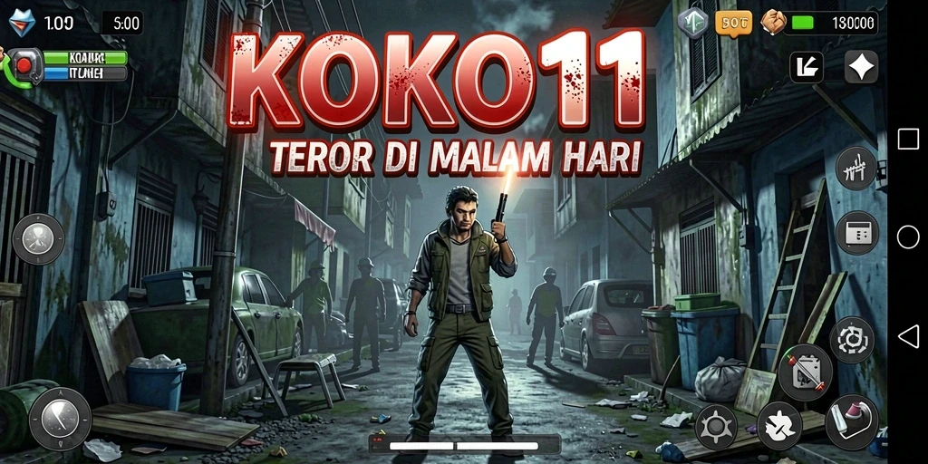 Screenshot KOKO11 menampilkan suasana mencekam saat menjelajahi desa horor.
