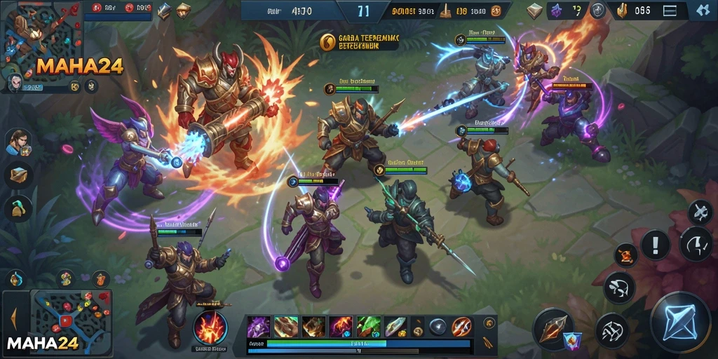 Tangkapan layar gameplay MOBA yang menarik di MAHA24.
