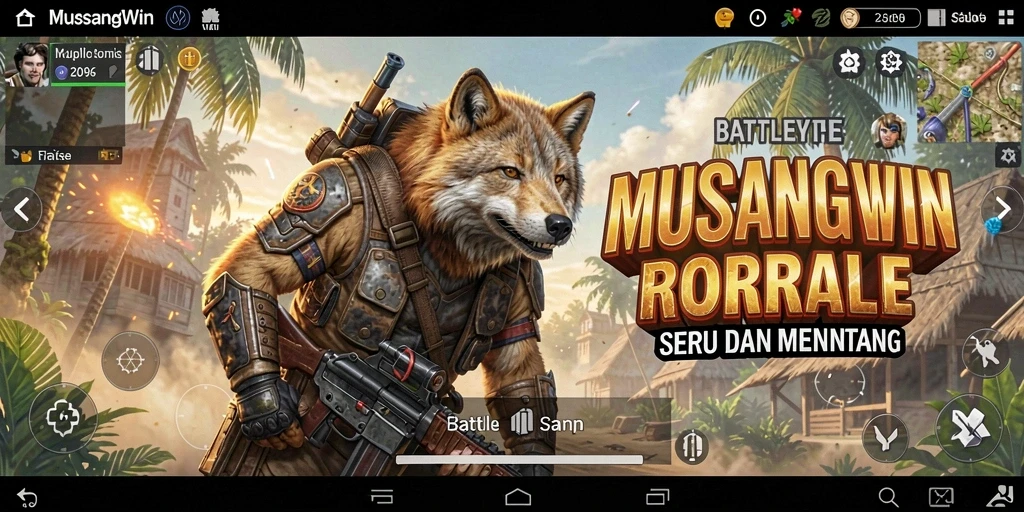 Screenshot gameplay <strong>MUSANGWIN</strong> menampilkan pertempuran seru antara pemain di medan perang.