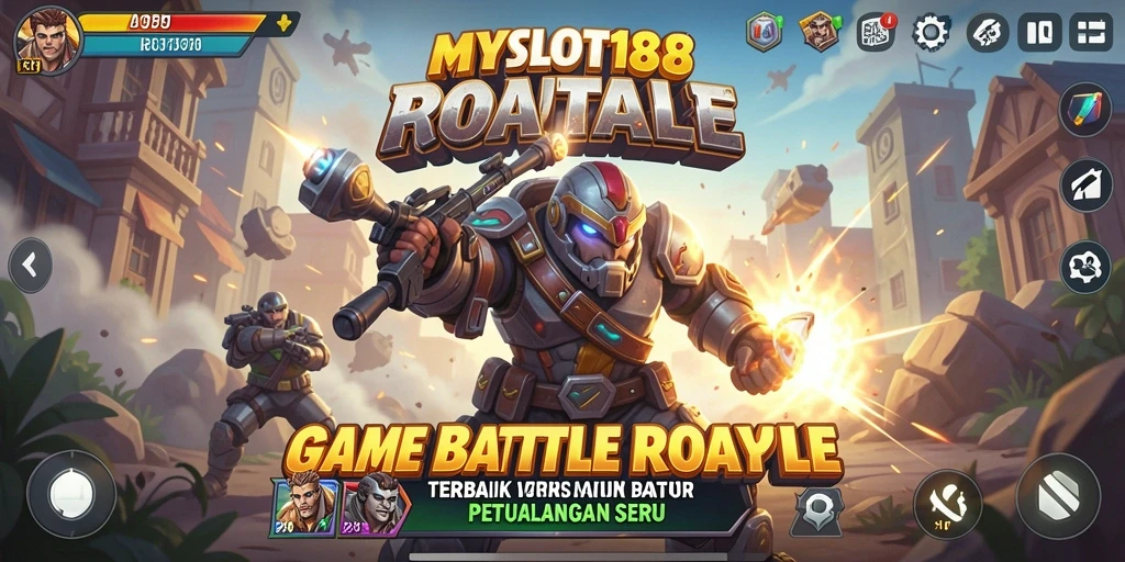 Tampilan gameplay seru di MYSLOT188 dengan aksi Battle Royale yang mengesankan.