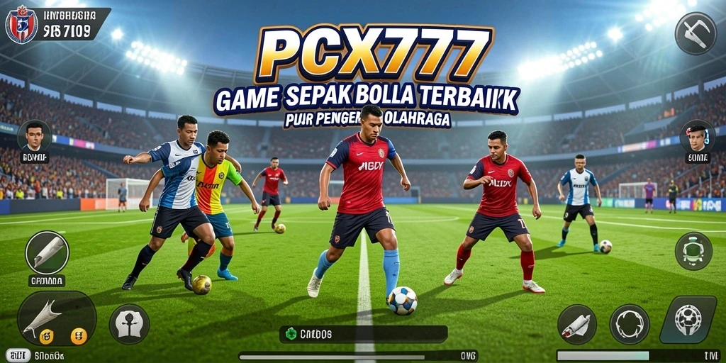 Screenshot gameplay PCX777 menampilkan momen seru dalam pertandingan sepak bola.