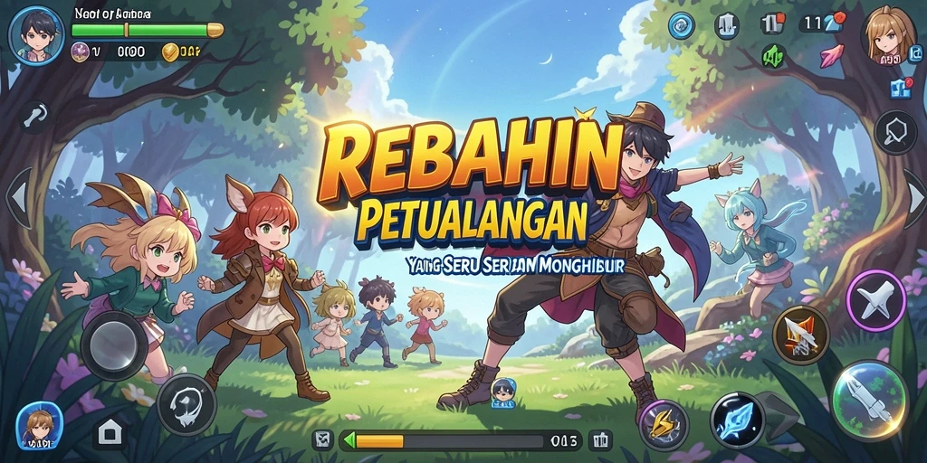 Tampilan gameplay <strong>REBAHIN</strong> dengan karakter-karakter Anime yang menarik.