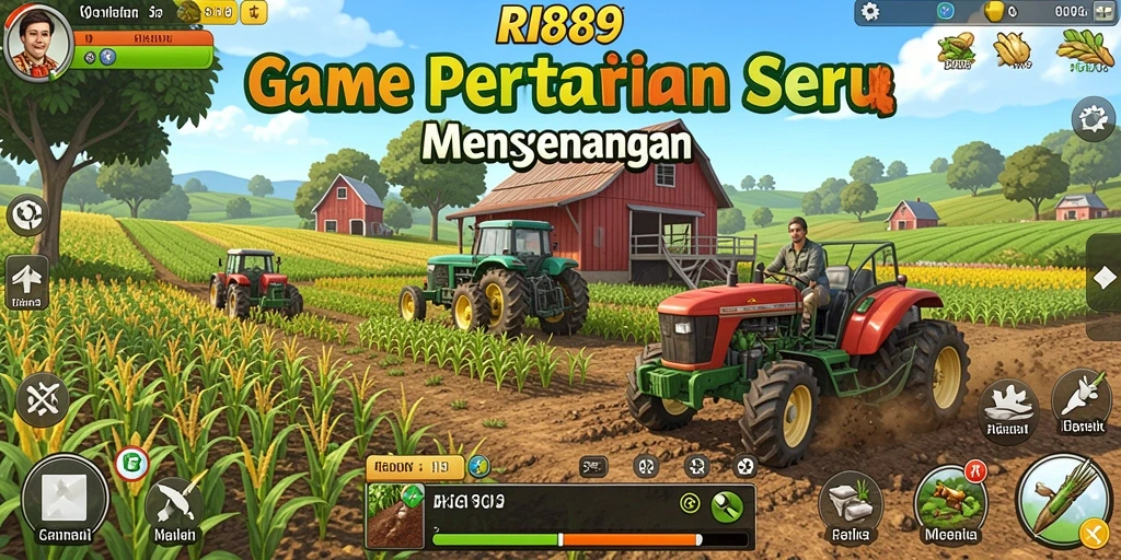 Tangkapan layar dari gameplay RI889 yang menampilkan aktivitas bertani yang seru.