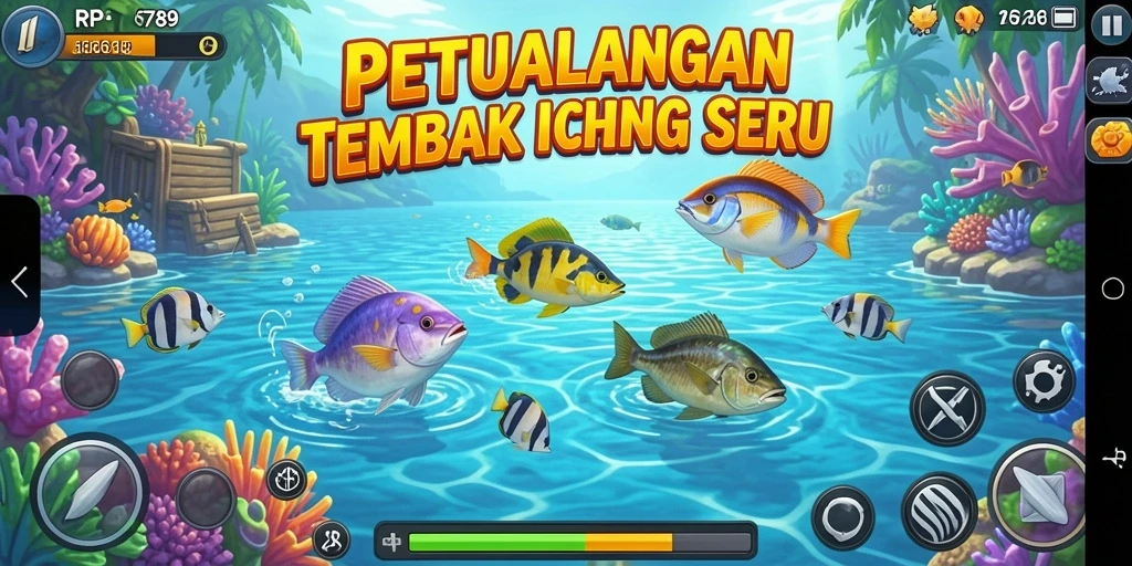 Tangkapan layar gameplay RP6789 menampilkan aksi seru menembak ikan.
