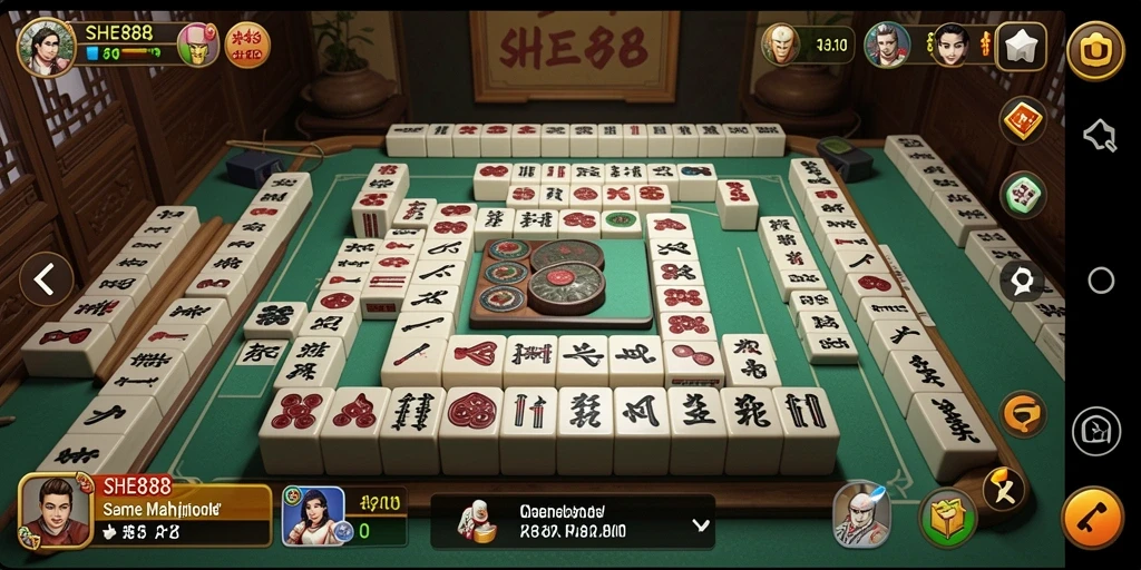 Tangkapan layar gameplay SHE888 yang menarik di Mahjong.