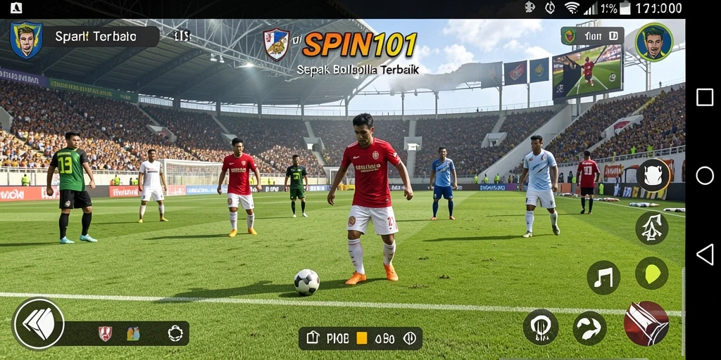 Tampilan gameplay <strong>SPIN101</strong> yang menampilkan aksi sepak bola seru.