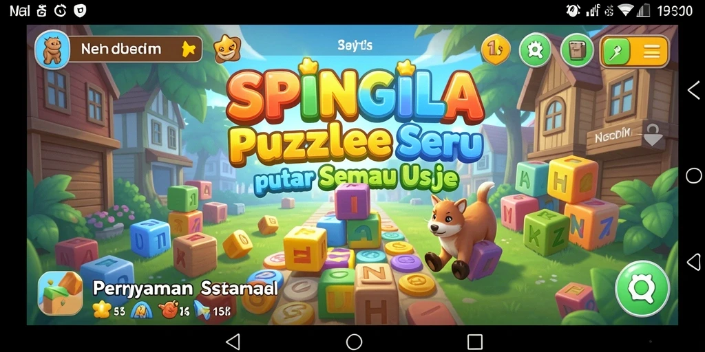 Screenshot gameplay SPINGILA menunjukkan puzzle menantang dan grafis yang menawan.