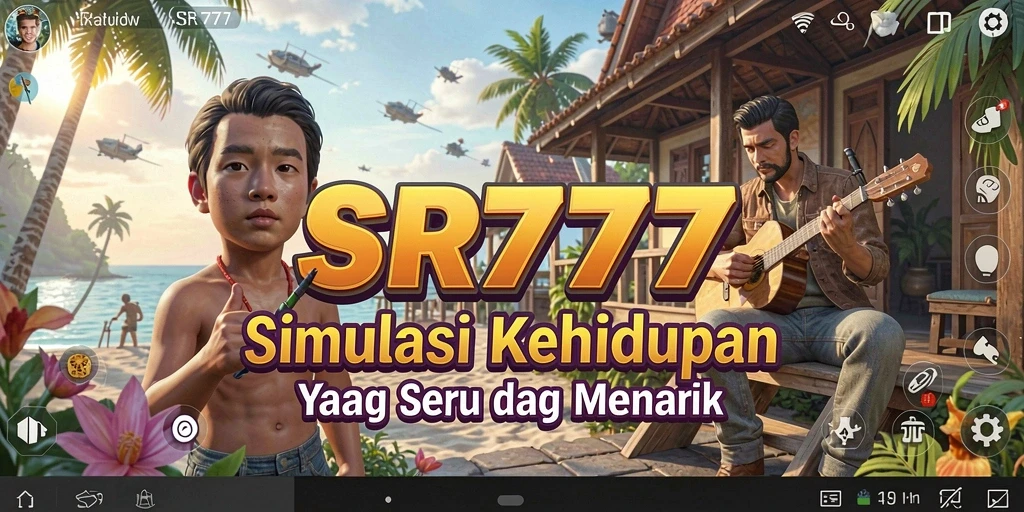 Screenshot gameplay SR777 menampilkan interaksi karakter dalam dunia virtual.