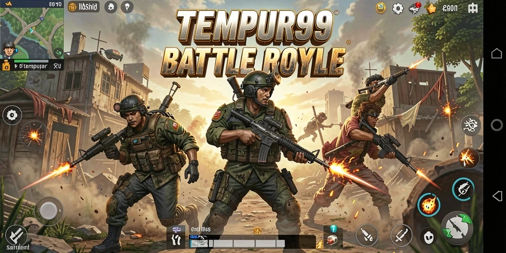Tampilan seru saat bermain TEMPUR99 di medan pertempuran Battle Royale.
