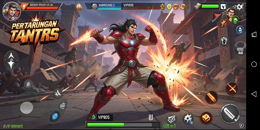 Screenshot gameplay VIP805 menampilkan pertarungan seru dengan karakter yang beraksi.