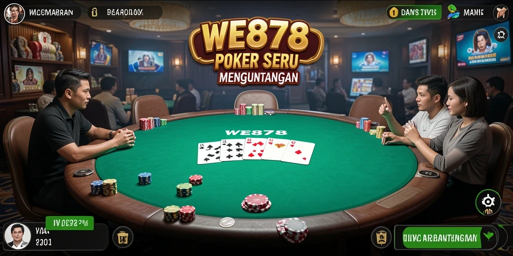 Screenshot WE878 menampilkan gameplay Poker yang menegangkan.